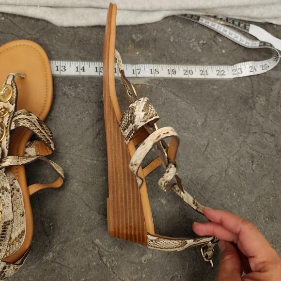 Coach Snakeskin Sandals Women's 9.5 B Brown Python  Embossed Wedge Sandal - Picture 7 of 7